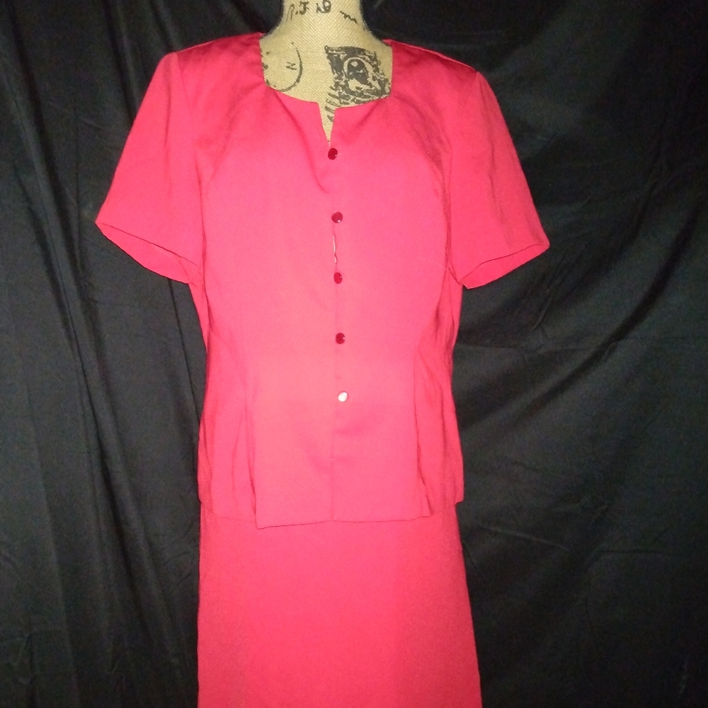 Metrostyle Red Skirt Suit